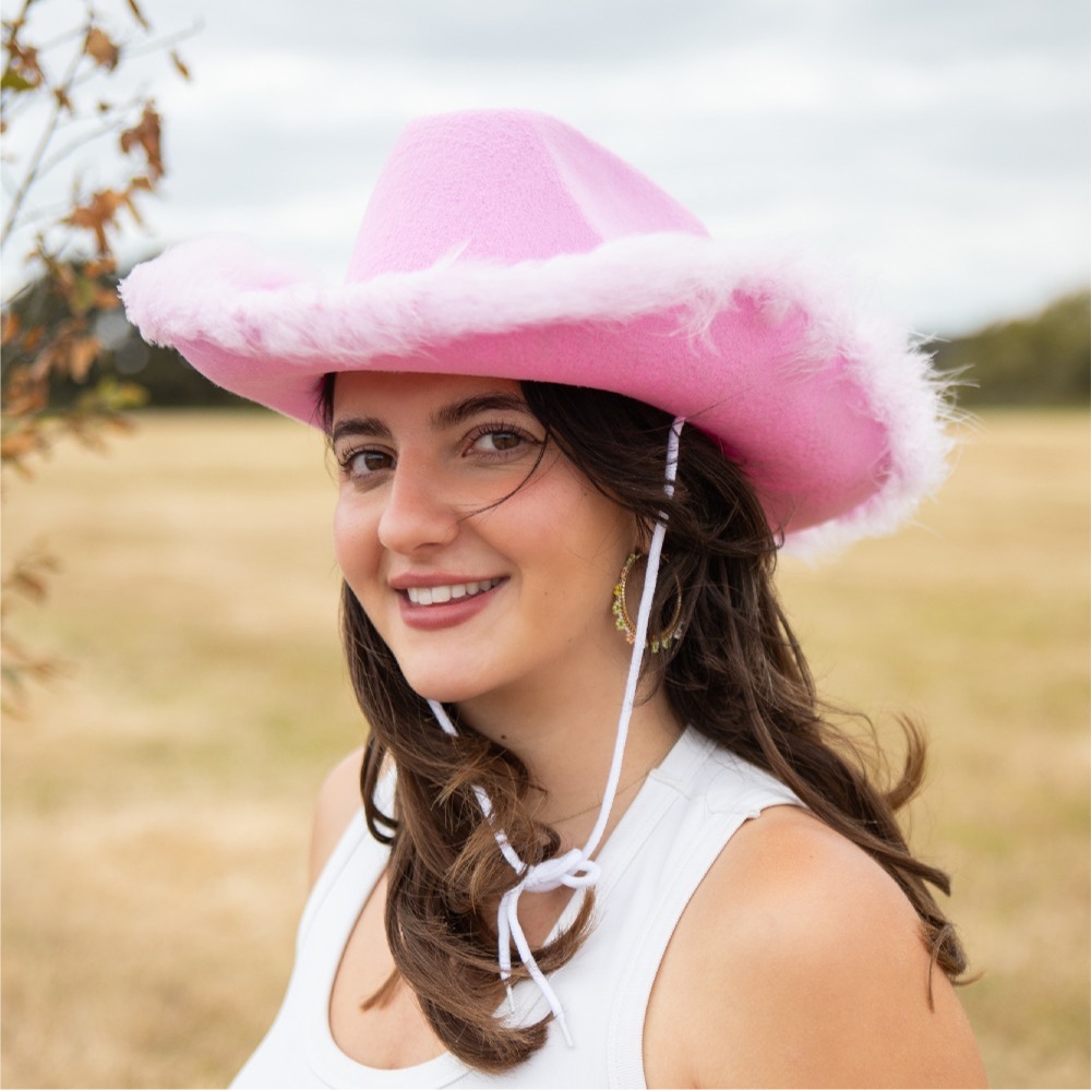 Lilac Pink Cowboy Hat with Marabou Trim
