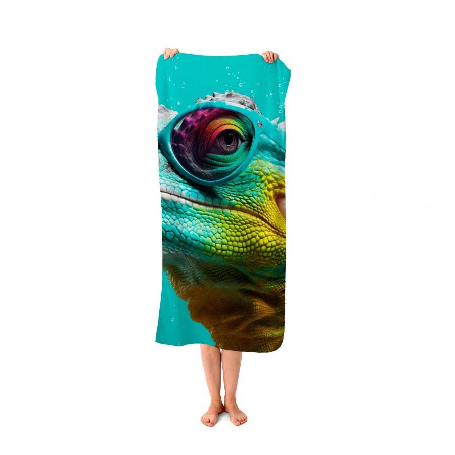 Click to view product details and reviews for Splashart Iguana Wearing Glasses Beach Towel.