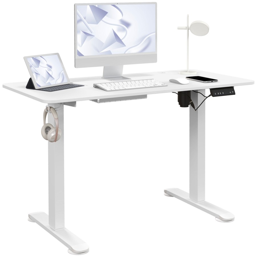 Click to view product details and reviews for Vinsetto Electric Standing Desk 120 X 60cm Height Adjustable Sit Stand Desk With 4 Memory Presets Collision Avoidance And Overheat Protection For Ho.