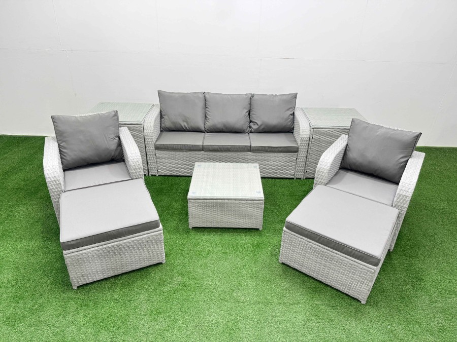 Click to view product details and reviews for Fimous Pe Rattan Garden Furniture Set Reclining Chair Sofa Lounge Sofa Set Square Coffee Table 2 Side Table 2 Big Footstool Light Grey. Click to view product details and reviews for Fimous Pe Rattan Garden Furniture Set Reclining Chair Sofa Lounge Sofa Set Square Coffee Table 2 Side Table 2 Big Footstool Light Grey.