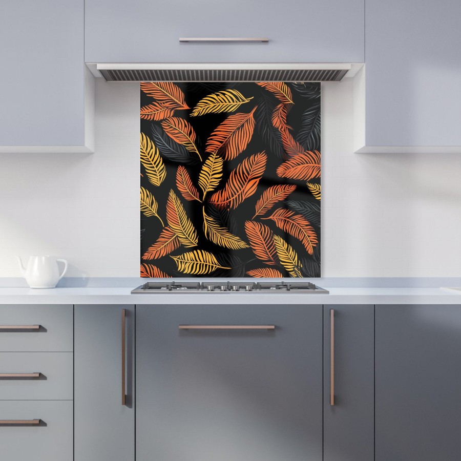 Click to view product details and reviews for Orange Feather Leaves Kitchen Splashback W600mm X H650mm.