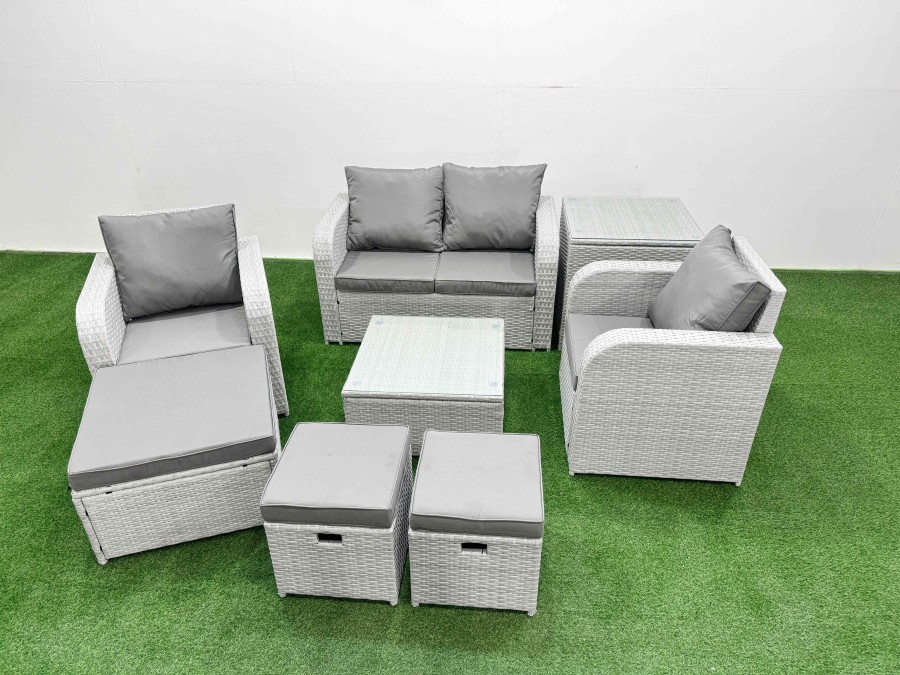 Click to view product details and reviews for Fimous Light Grey Pe Wicker Rattan Garden Furniture Set Sofa Set Reclining Adjustable Chair Square Coffee Table 7 Seater 3 Stools Side Table. Click to view product details and reviews for Fimous Light Grey Pe Wicker Rattan Garden Furniture Set Sofa Set Reclining Adjustable Chair Square Coffee Table 7 Seater 3 Stools Side Table.