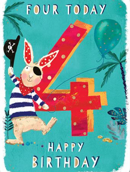 Click to view product details and reviews for Birthday Card Age 4 Pirate Rabbit. Click to view product details and reviews for Birthday Card Age 4 Pirate Rabbit.