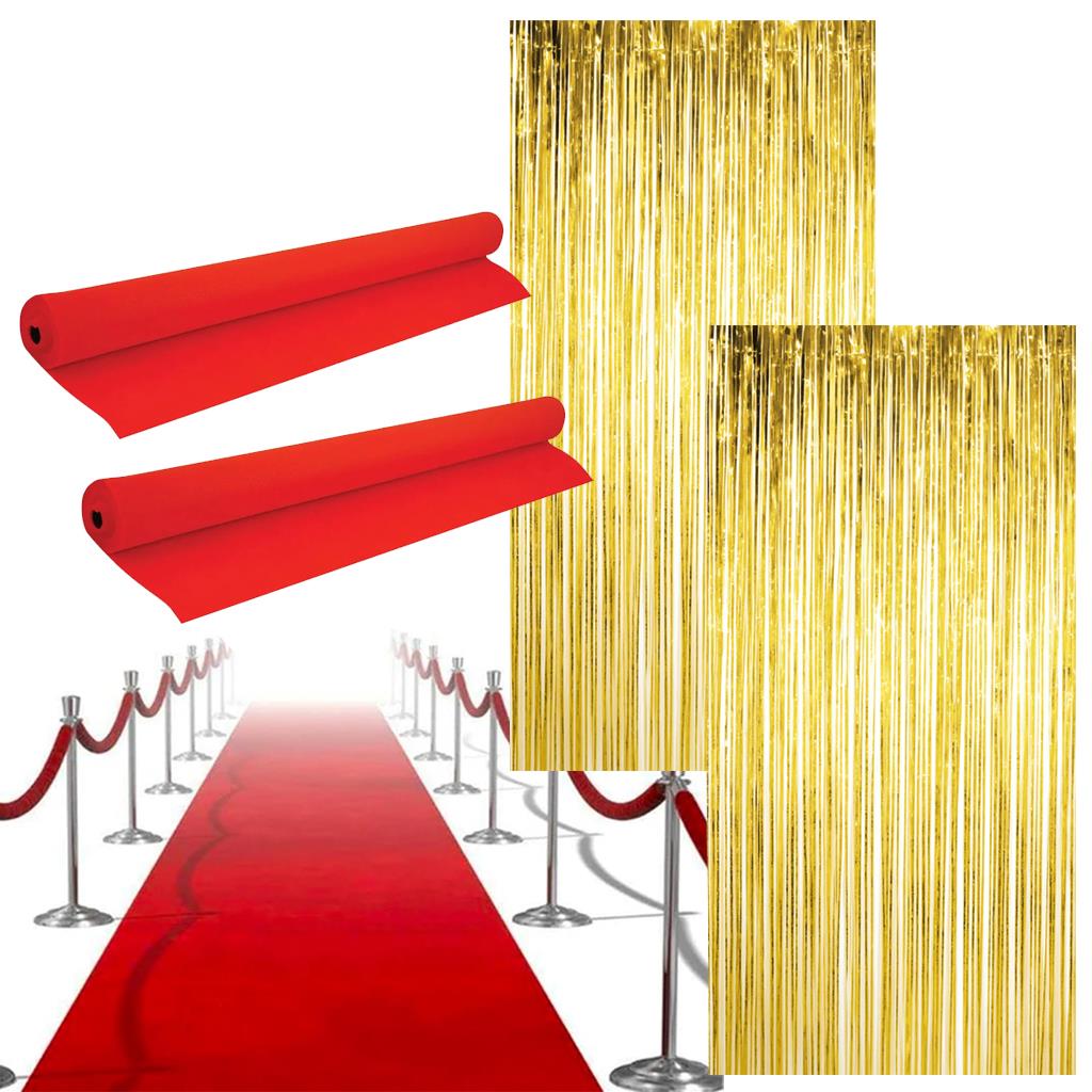 Click to view product details and reviews for Hollywood Party Decoration Set Red Carpet Runners Gold Foil Door Curtains Pack Of 2 Red Carpet Runners 2 Gold Door Curtains.