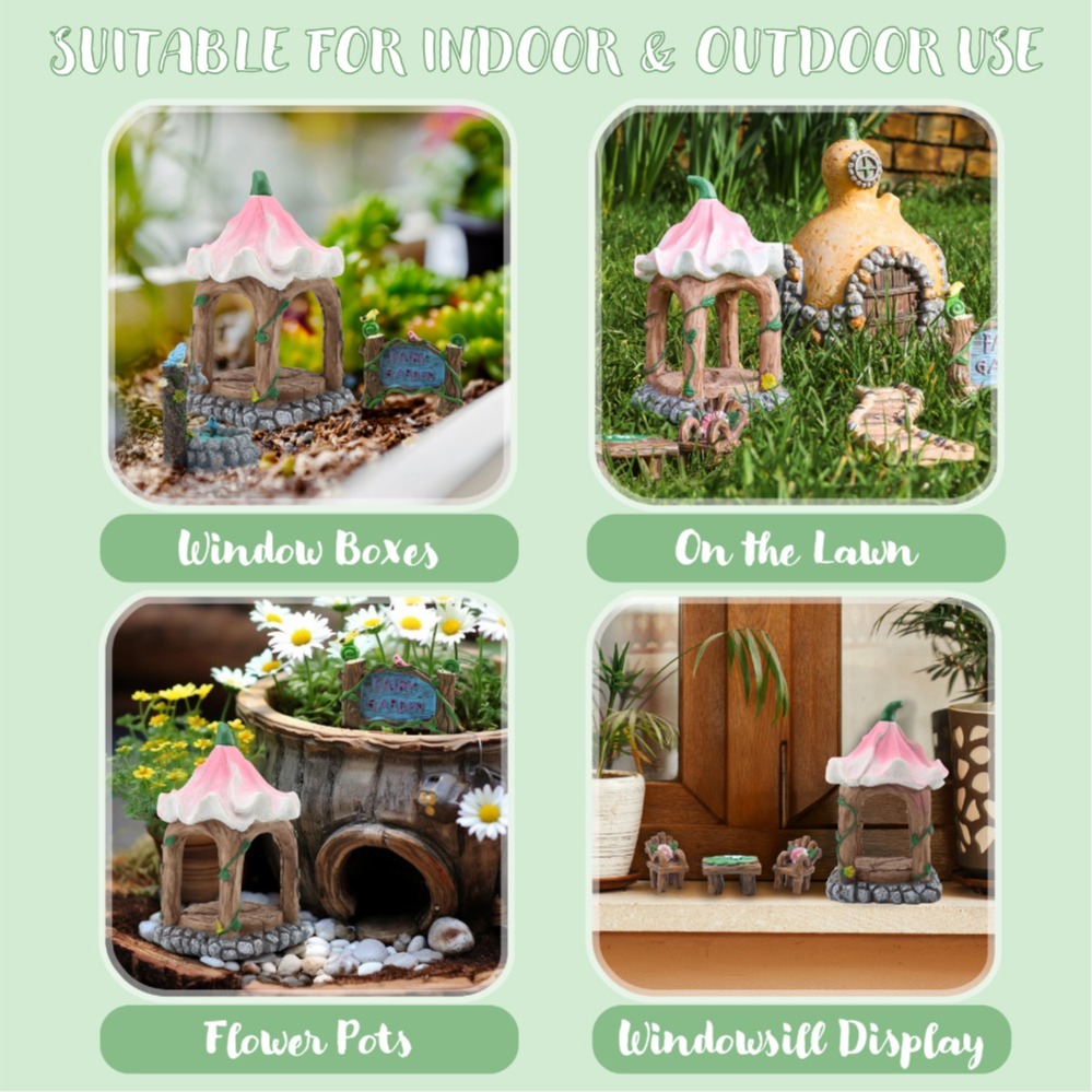 Flower Pavilion 18 x 10 x 10cm - Secret Fairy Garden Resin Decorations