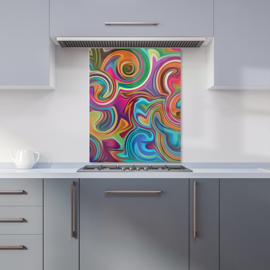 Click to view product details and reviews for Colourful Wave Pattern Kitchen Splashback W600mm X H750mm.