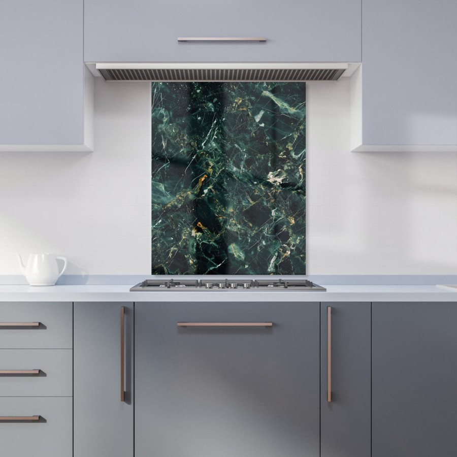 Click to view product details and reviews for Deepest Green Quartz Effect Kitchen Splashback W600mm X H750mm.