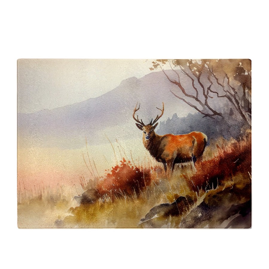 Click to view product details and reviews for Stag Deer Water Colour Glass Chopping Board.