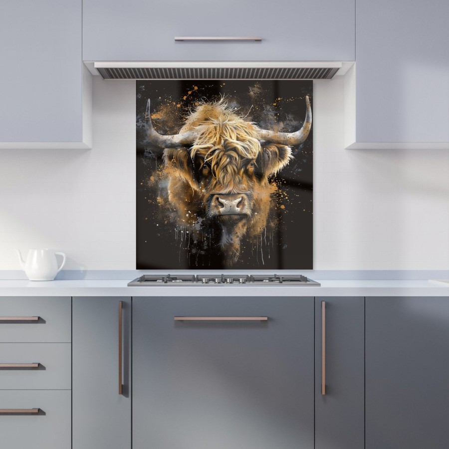 Click to view product details and reviews for Bronze Splashart Highland Cow Kitchen Splashback W700mm X H750mm.