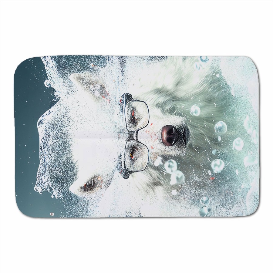 Click to view product details and reviews for White Wolf With Glasses Splashart Sherpa Blanket.