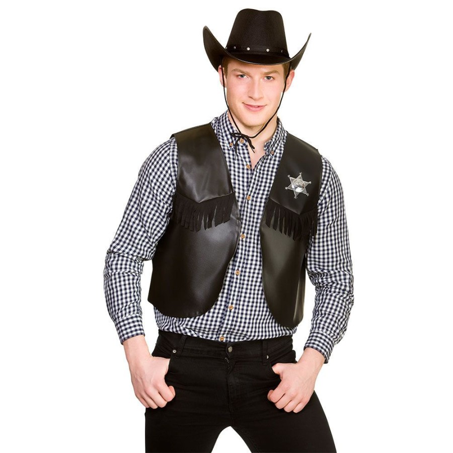 Click to view product details and reviews for Adults Cowboy Sheriff Waistcoat Black One Size.