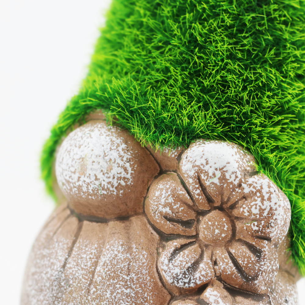 Style 2 Flower - 18cm Flock Grass Garden Gonk Gnome Ceramic Outdoor Ornament Statue Decoration