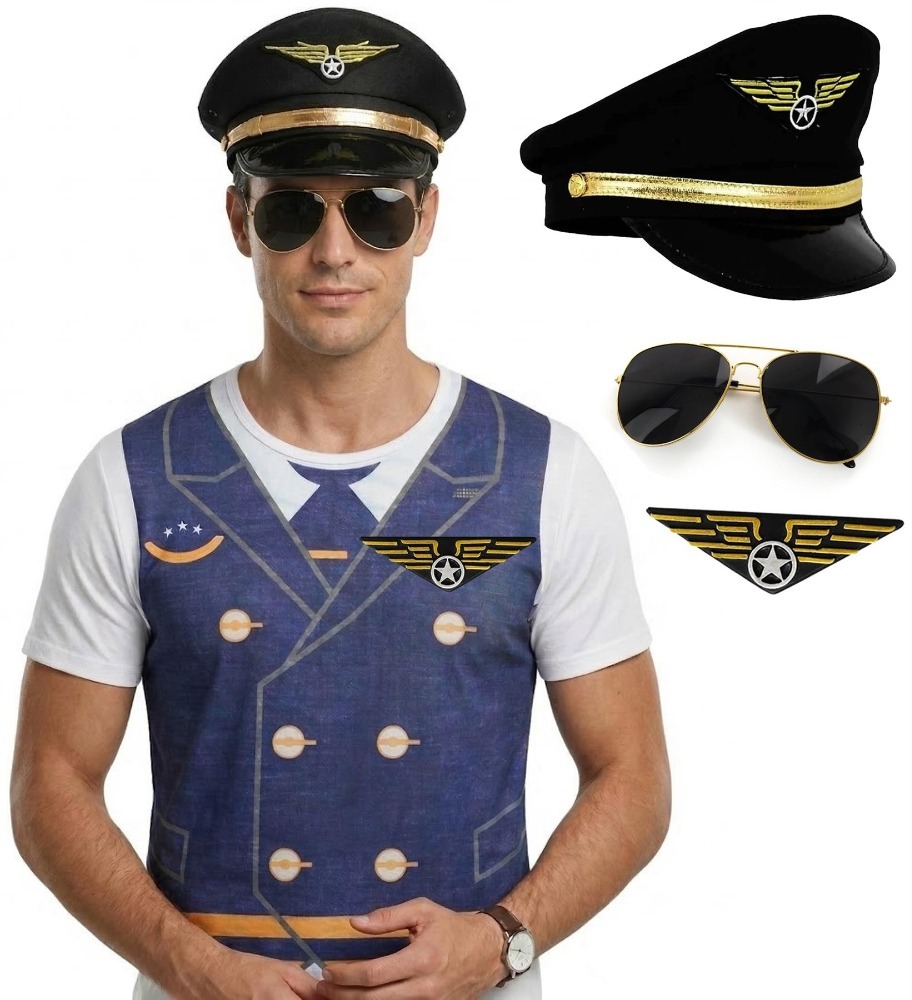 Click to view product details and reviews for Adults Pilot Costume 4 Pcs T Shirt Hat Glasses Badge Large. Click to view product details and reviews for Adults Pilot Costume 4 Pcs T Shirt Hat Glasses Badge Large.