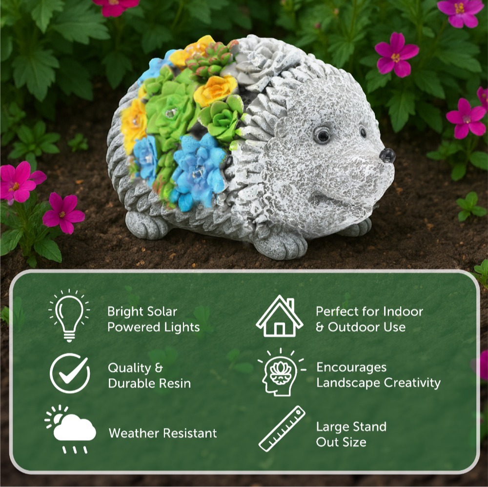 Solar Hedgehog Statue (12x23x12cm)