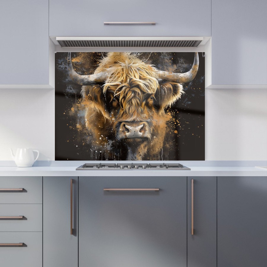 Click to view product details and reviews for Bronze Splashart Highland Cow Kitchen Splashback W900mm X H650mm.
