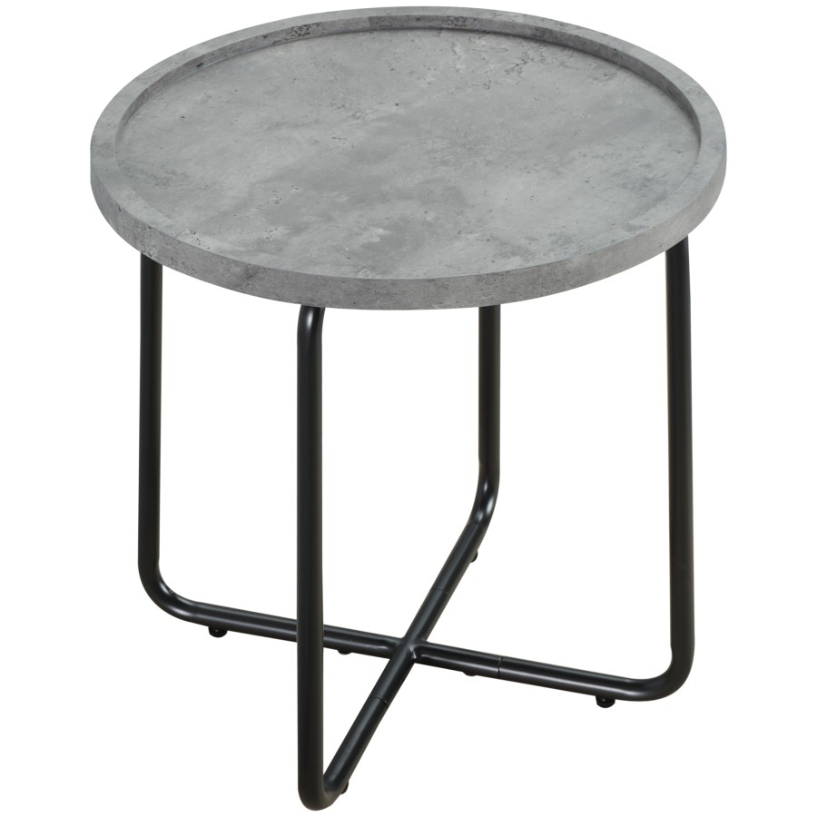 Click to view product details and reviews for Homcom Industrial Side Table With Cement Effect Tabletop End Table W Metal Leg.