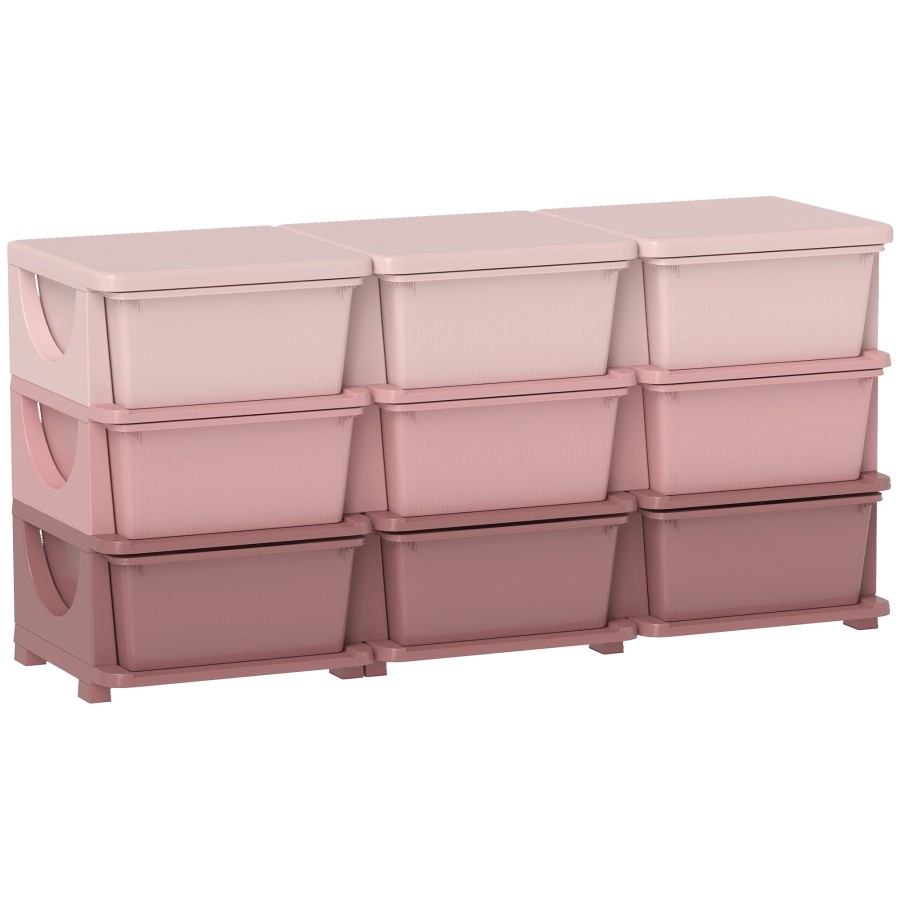 Click to view product details and reviews for Homcom Kids Storage Units With 9 Drawers 3 Tier Chest Vertical Dresser Tower Toy Organiser For Nursery Playroom Kindergarten Pink.