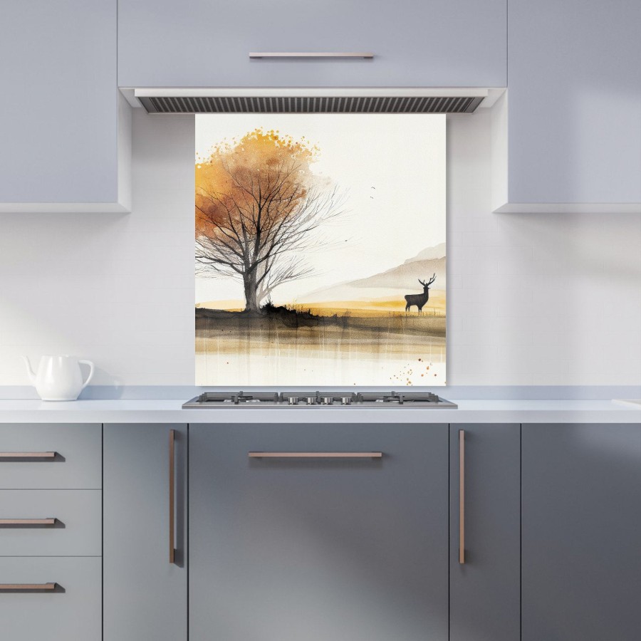 Click to view product details and reviews for Autumn Landscape Stag Watercolour Kitchen Splashback W600mm X H650mm.