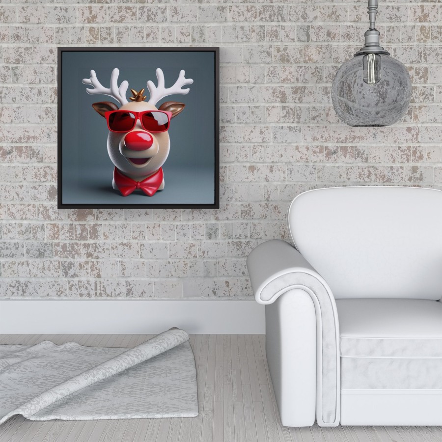 Click to view product details and reviews for Rudolph In Red Glasses Framed Canvas 16 X 16 Black.