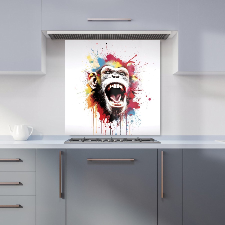 Click to view product details and reviews for Coloured Splashart Crazy Monkey Face Kitchen Splashback W600mm X H600mm.
