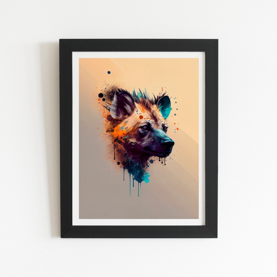 Click to view product details and reviews for Hyena Face Splashart Light Background Art Prints 8 X 10 Black Frame.