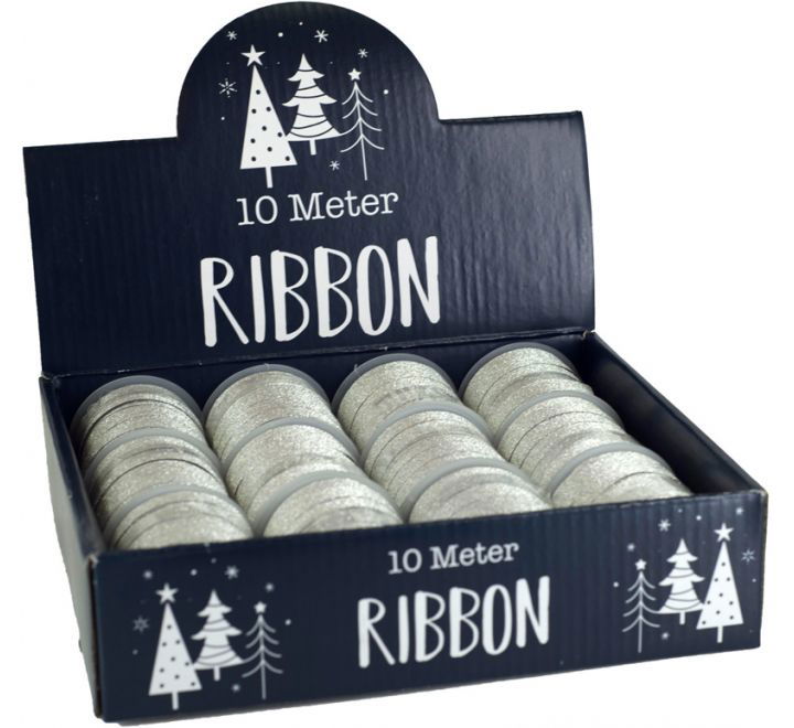 Click to view product details and reviews for 10m Roll Of Silver Glitter Ribbon.