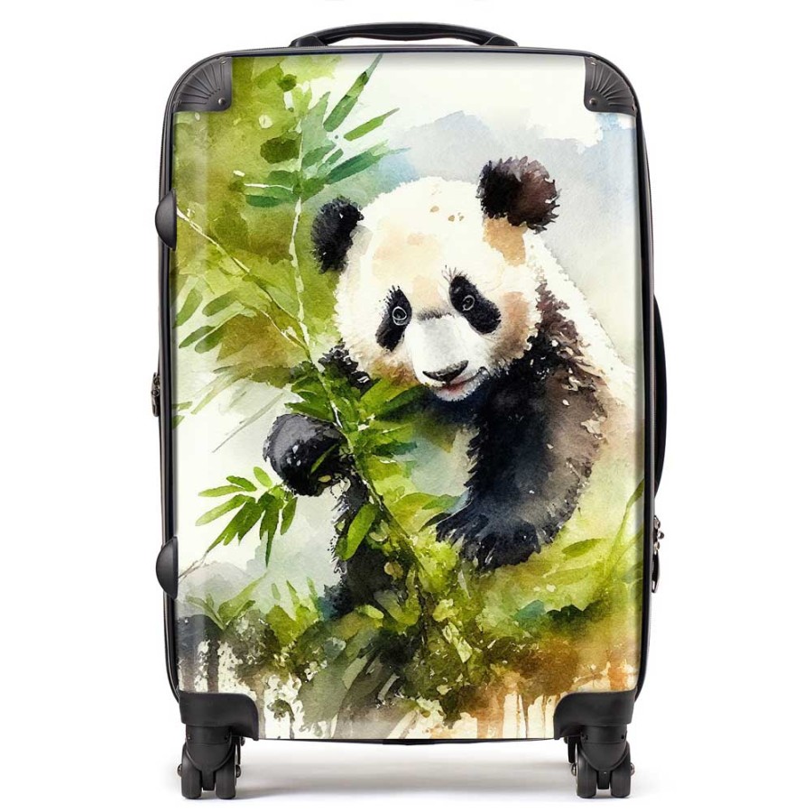 Click to view product details and reviews for Panda Eating Bamboo Watercolour Suitcase Medium.