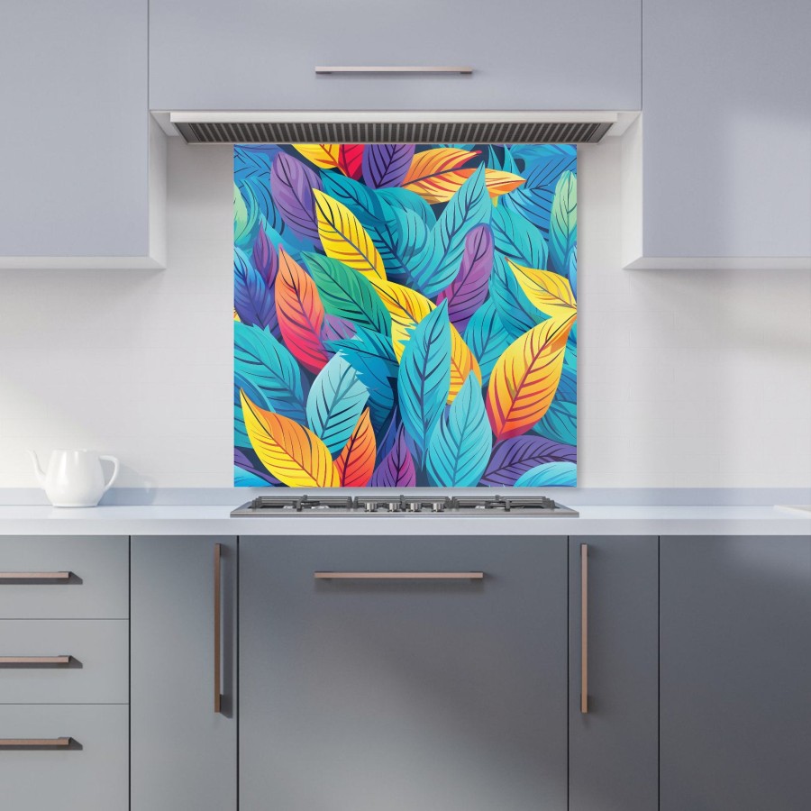Click to view product details and reviews for Bright Colourful Leaves Kitchen Splashback W600mm X H600mm.