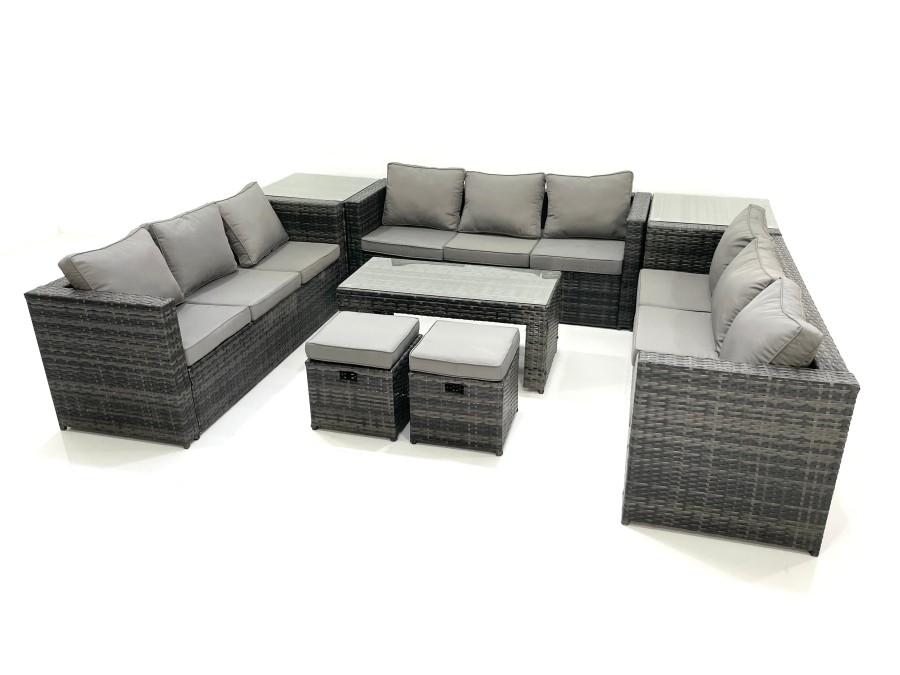 Click to view product details and reviews for Fimous Outdoor Garden Furniture Set 11 Seater Rattan Sofa Set With Coffee Table 2 Small Footstools 2 Side Tables Dark Grey Mixed. Click to view product details and reviews for Fimous Outdoor Garden Furniture Set 11 Seater Rattan Sofa Set With Coffee Table 2 Small Footstools 2 Side Tables Dark Grey Mixed.