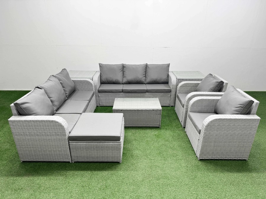 Click to view product details and reviews for Fimous Pe Rattan High Back Lounge Sofa Set Patio Coffee Table Chairs Set With 3 Seater Sofa Reclining Chair Big Footstool 2 Side Table Light Grey. Click to view product details and reviews for Fimous Pe Rattan High Back Lounge Sofa Set Patio Coffee Table Chairs Set With 3 Seater Sofa Reclining Chair Big Footstool 2 Side Table Light Grey.