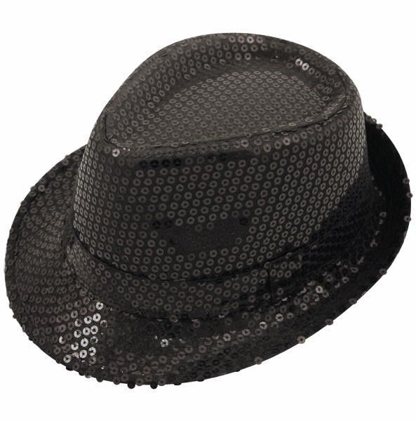 Click to view product details and reviews for Black Sequin Trilby Hats.