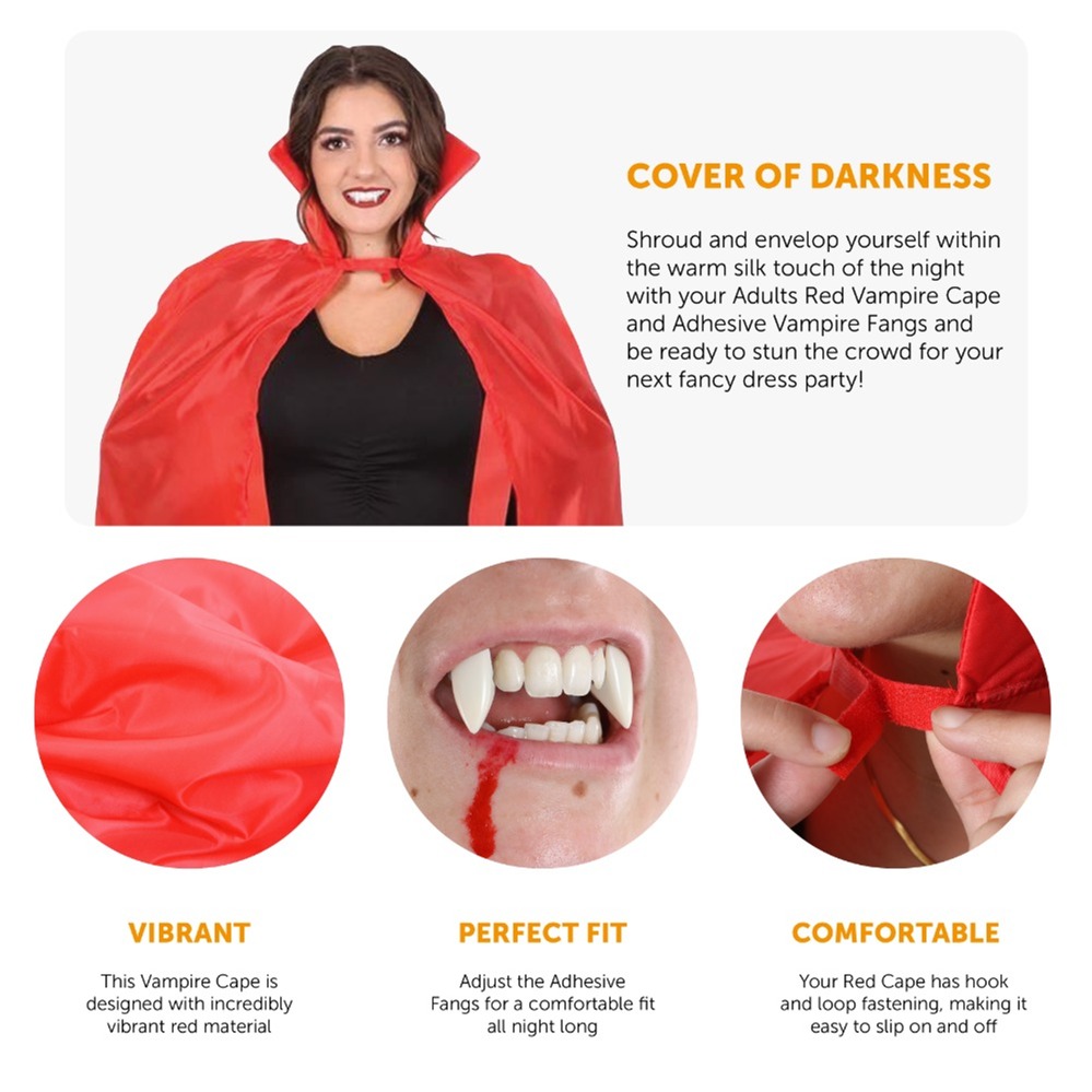 Adults Red Vampire Cape and Fangs