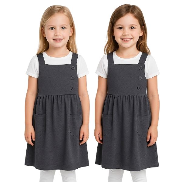 Click to view product details and reviews for Kids 2 Pack Girls School Uniform Dress Soft Comfortable Pinafore School Dresses 5 6 Years Grey.