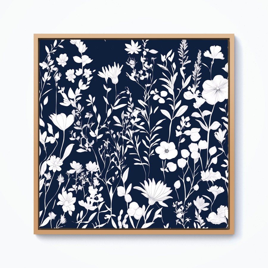 Click to view product details and reviews for Blue And White Floral Silhouette Framed Canvas 10 X 10 Pine.