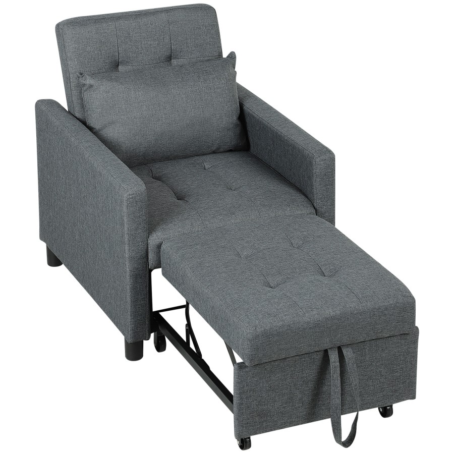 Click to view product details and reviews for Homcom 3 In 1 Single Chair Bed Tufted Pull Out Chair Bed Convertible Sleeper Couch With Adjustable Backrest For Living Room And Bedroom Dark Grey.