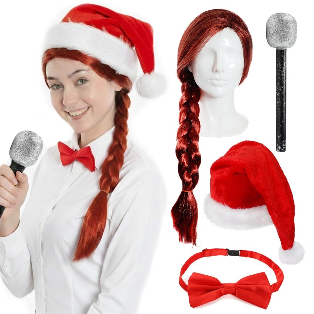 Click to view product details and reviews for Adults Rebel Girl Costume Set 4 Pcs Plait Wig Hat Bow Tie Microphone.