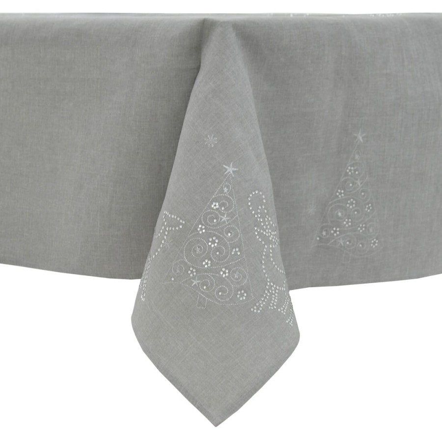 Click to view product details and reviews for Christmas Reindeer Tablecloths Napkins Diamante Grey Red Red 52 X 90.