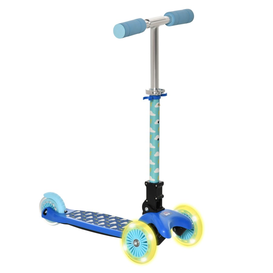 Click to view product details and reviews for Homcom Kids Scooter Foldable Kick Scooter Led Flashing Wheels 3 8 Years Blue.