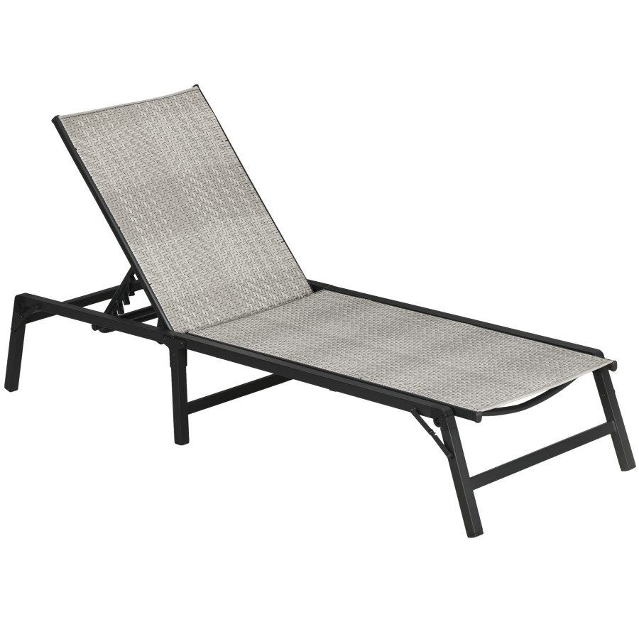Click to view product details and reviews for Outsunny Foldable Outdoor Pe Rattan Sun Lounger Patio Wicker Recliners Lounge Chair W 5 Level Adjustable Backrest For Poolside Garden Mixed Grey.