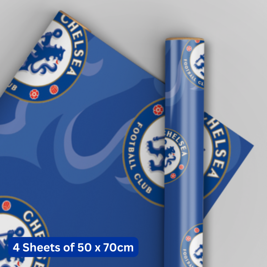 Chelsea Fc 4 Sheets & 4 Tags Gift Wrap Bundle