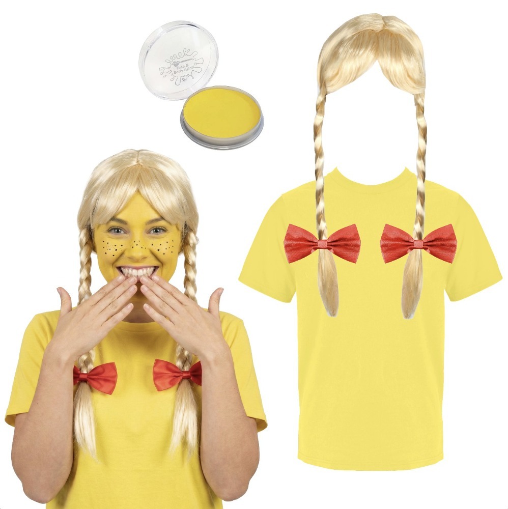 Click to view product details and reviews for Ladies Sunshine Costume 4 Pcs T Shirt Plait Wig Bows Face Paint Large. Click to view product details and reviews for Ladies Sunshine Costume 4 Pcs T Shirt Plait Wig Bows Face Paint Large.