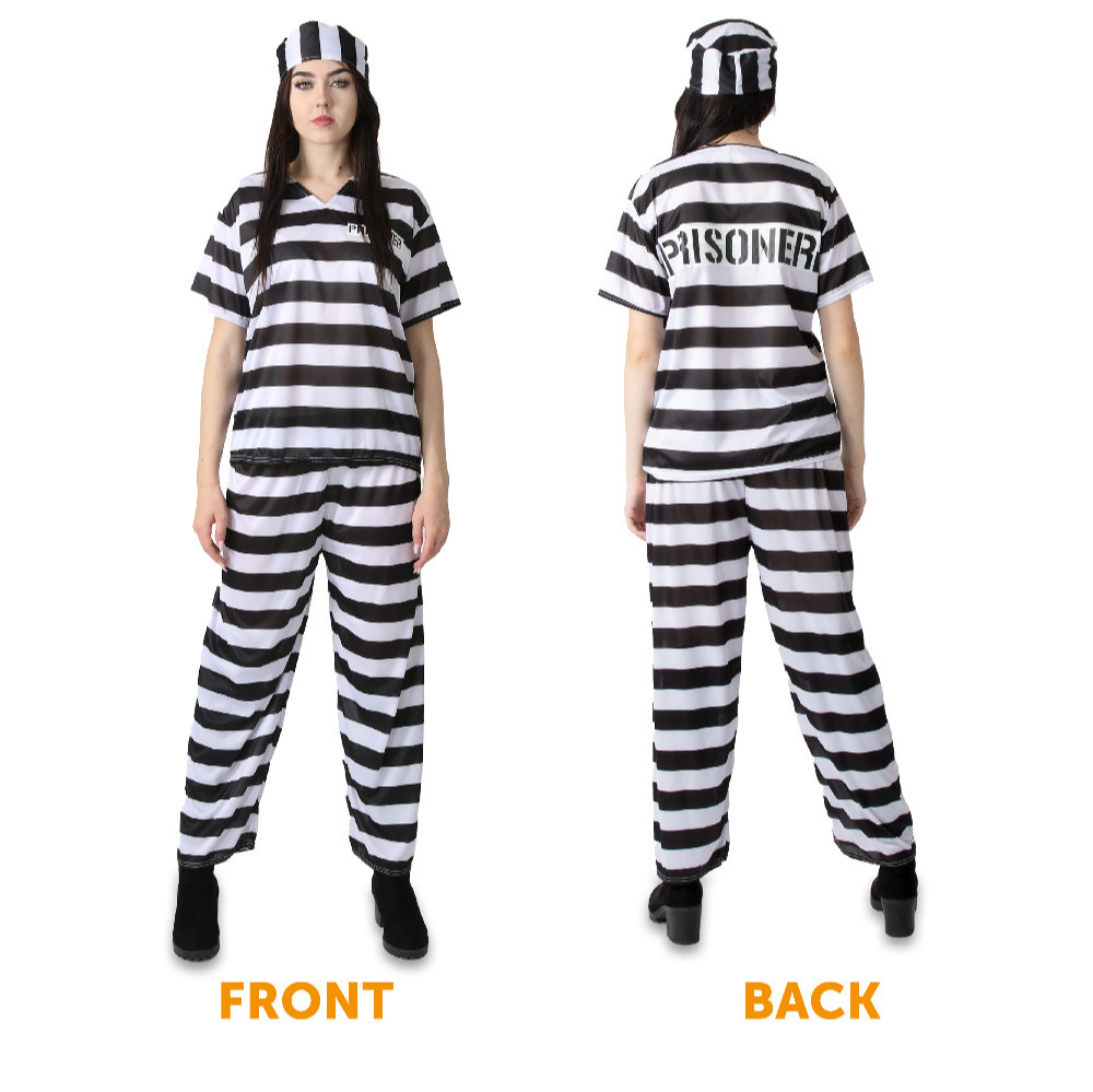 Black & White Striped Prisoner Costume