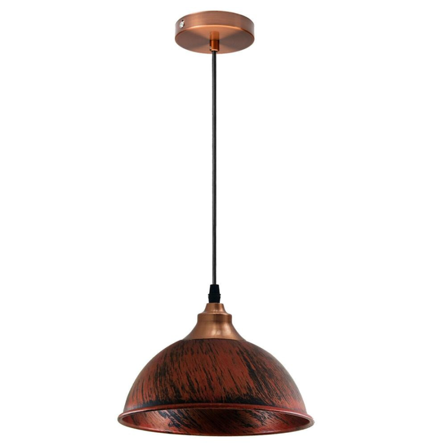 Industrial Ceiling Pendant Light Fitting Metal Dome Shape 21cm1586 Rustic Red
