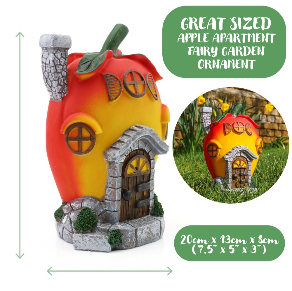 Apple Apartment 13 x 8 x 20cm - Secret Fairy Garden Resin Decorations