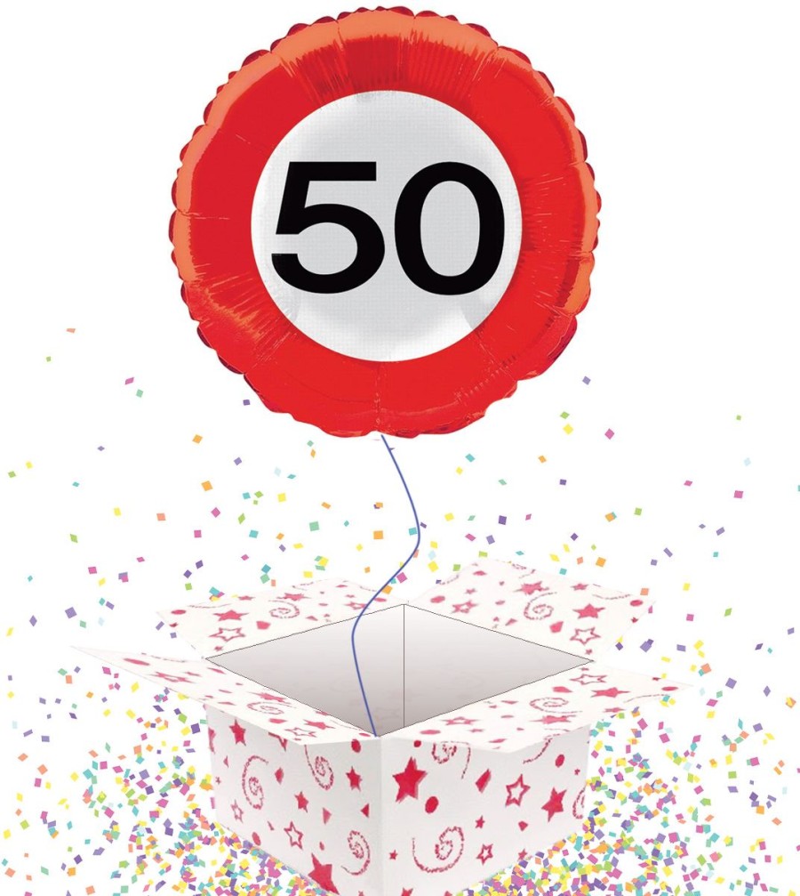 Click to view product details and reviews for 50th Foil Balloon Traffic Sign Balloon In A Box 45cm.
