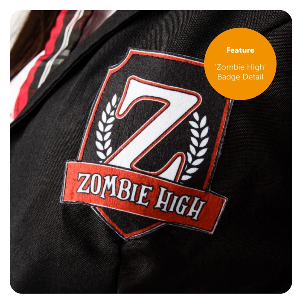 Ladies Zombie Schoolgirl Halloween Costume With Stockings, Facepaint, Blood & Boater