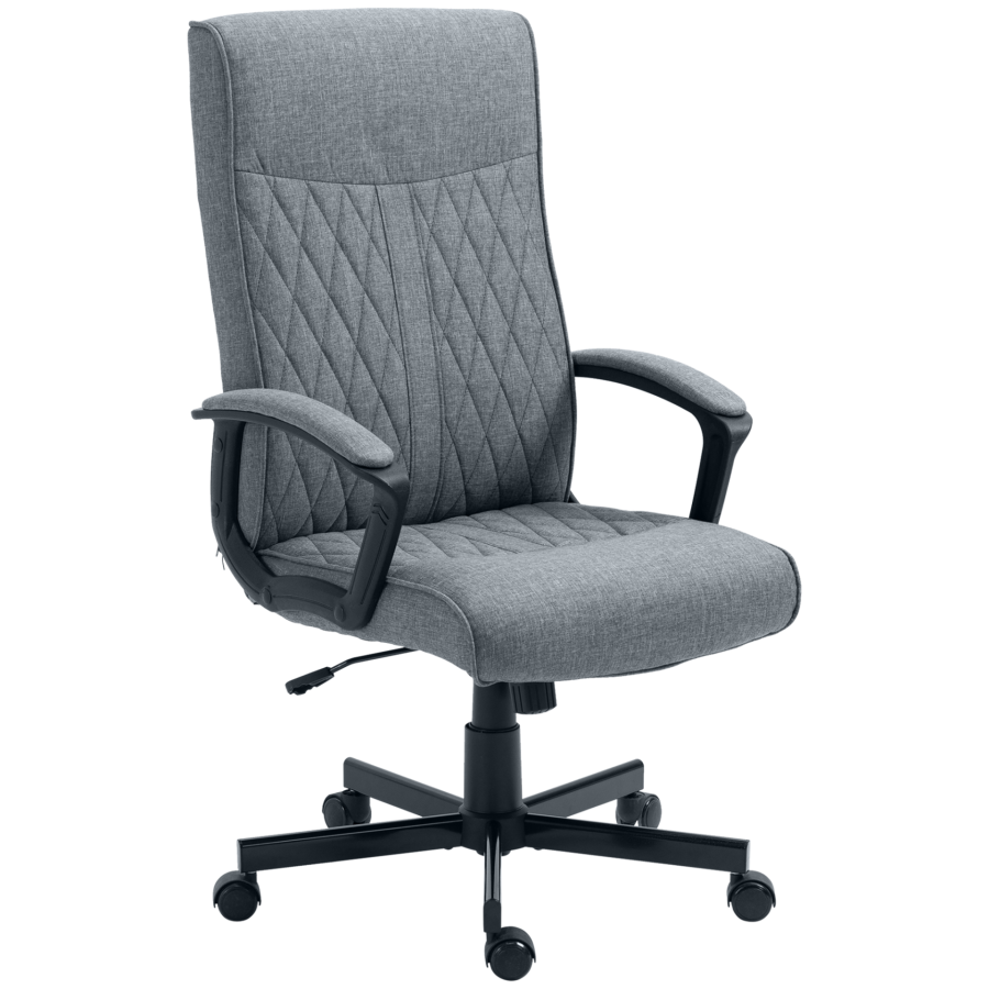 Click to view product details and reviews for Vinsetto High Back Home Office Chair Linen Swivel Computer Chair With Adjustable Height And Tilt Function For Living Room Bedroom Study Dark Grey.