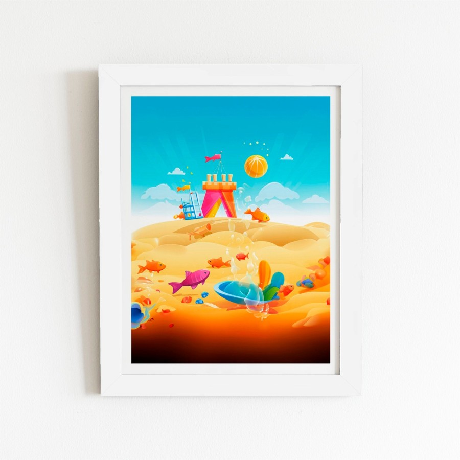 Click to view product details and reviews for Fishes On A Beach Holiday Art Prints 12 X 16 Black Frame.