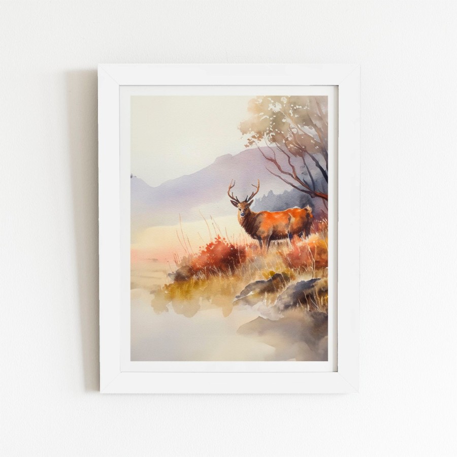 Click to view product details and reviews for Stag Deer Water Colour Art Prints 12 X 16 Black Frame.