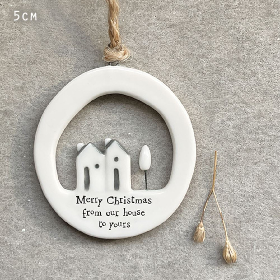 Click to view product details and reviews for Porcelain Hanging Decoration Merry Christmas From Our House Keepsake Tag.